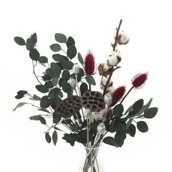 Set of dried flowers Chilly Blooms - cotton, lotos, thistle