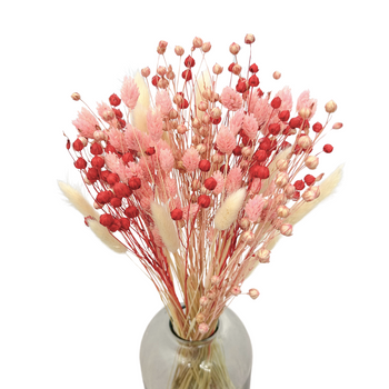 Set of dried flowers Red size S vase - flax, phalaris, lagurus