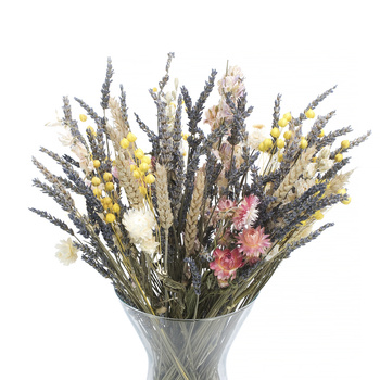 Lavender dried flower vase set - flax, lavender, wheat