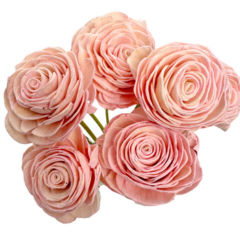 Shola flower - light pink rose 6cm on stick