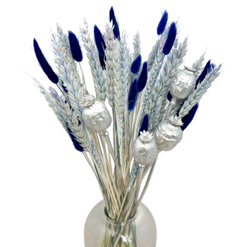 Set of dried flowers for vase Silver roz. S - poppy, wheat, lagurus