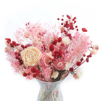 Set of dried flowers Red - flax, phalaris, broom bloom